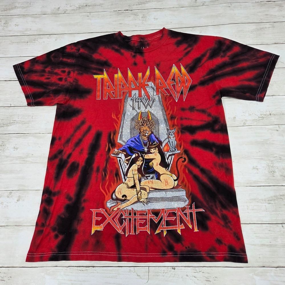 Trippie Redd Excitement Graphic Tee Mens Medium Red Black Tie Dye Rap Shirt‎